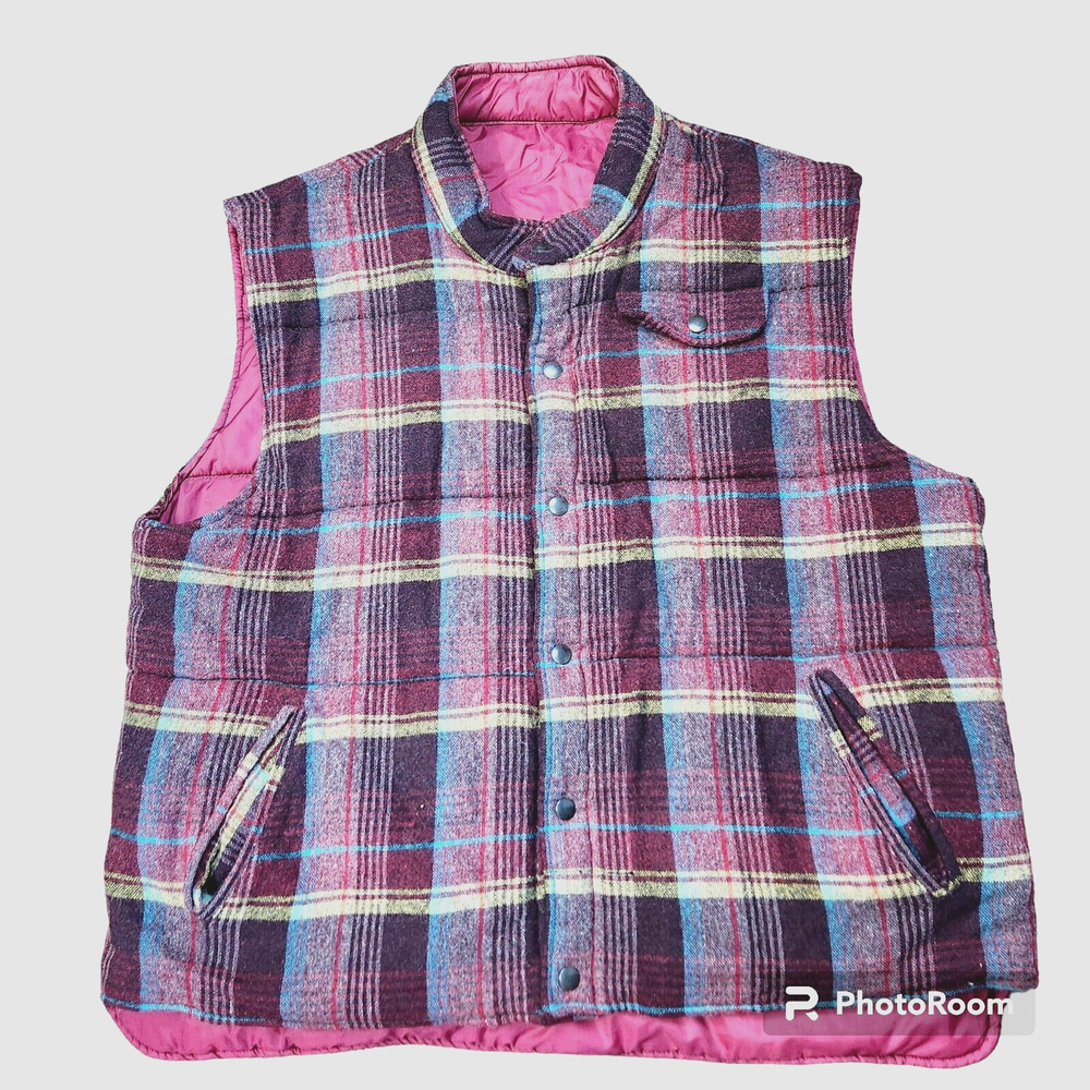 VTG Royalty Shoppe Enro Men's Reversible Vest Big XL Wool‎ Nylon Burgundy READ